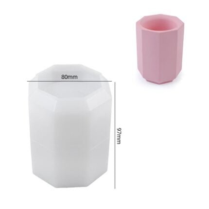 long octagon candle cup silicone mold